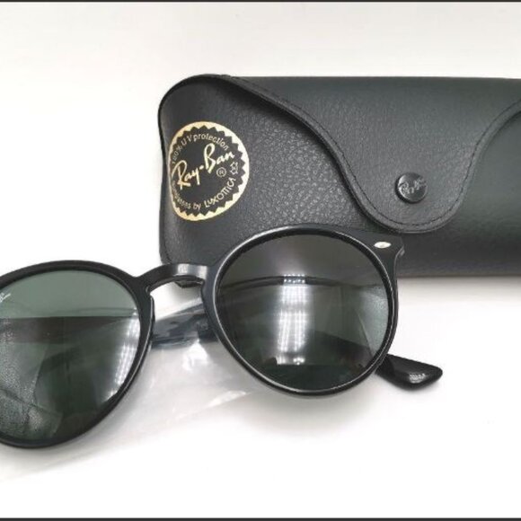 Ray-Ban Unisex RB2180F 51" Authentic Black Frame Green Lens Sunglasses - Picture 1 of 9
